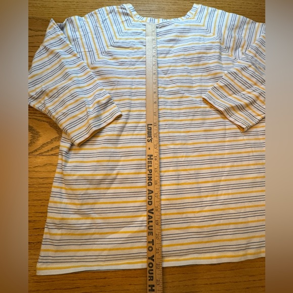 PENDLETON Stripe COTTON STRETCH V Neck‎ T SHIRT Top WHITE Yellow BLUE Women’s 1X - Picture 3 of 7